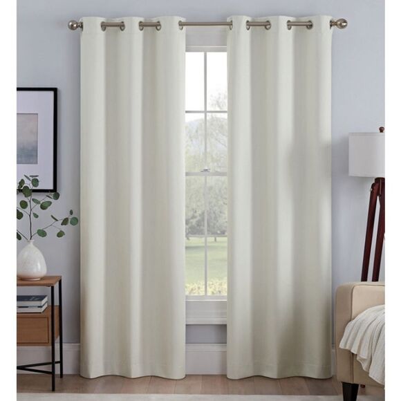Kylie Blackout Grommet 2-Pc. Panel, 95" x 37". Ivory - Picture 1 of 6